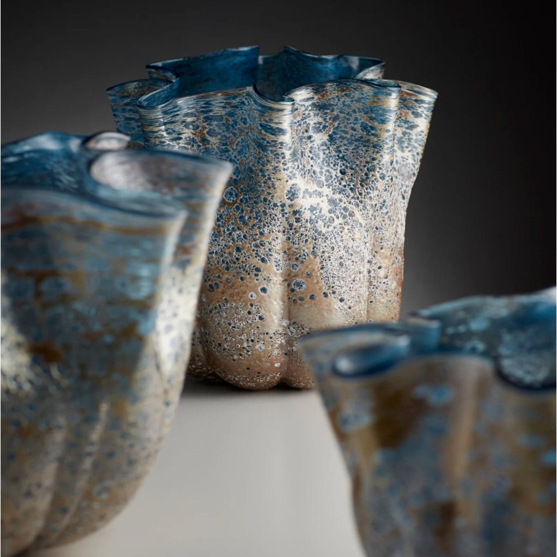 Blue Art Glass Decorative Bowls
