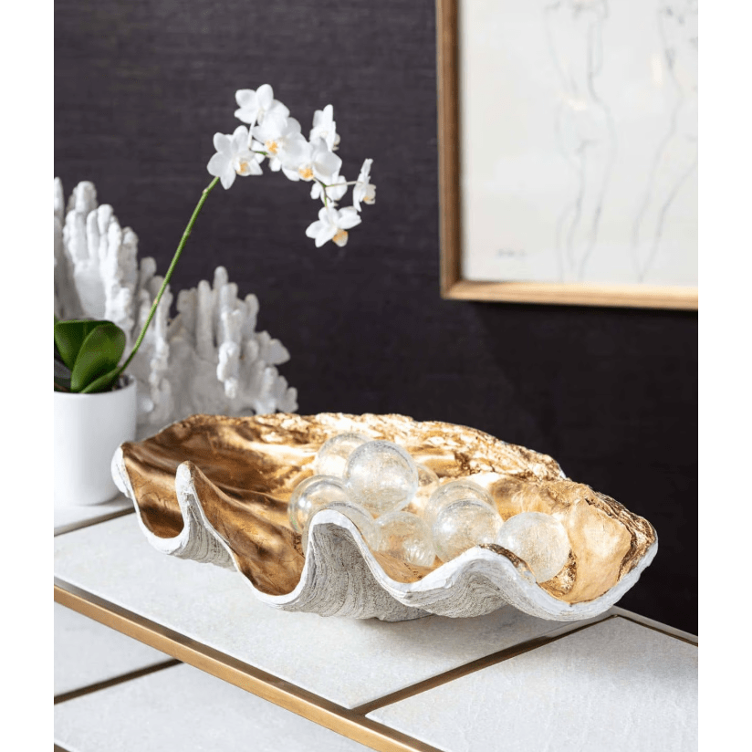 Clam Decorative Bowl | Ambered Silver Leaf