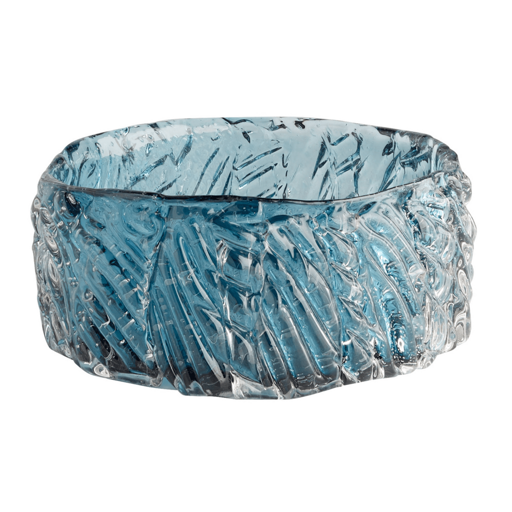 Blue Cast Glass Decorative Bowl