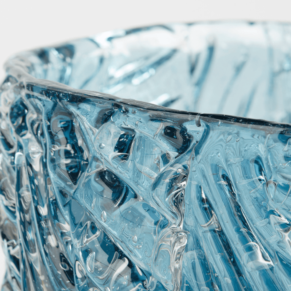 Blue Cast Glass Decorative Bowl