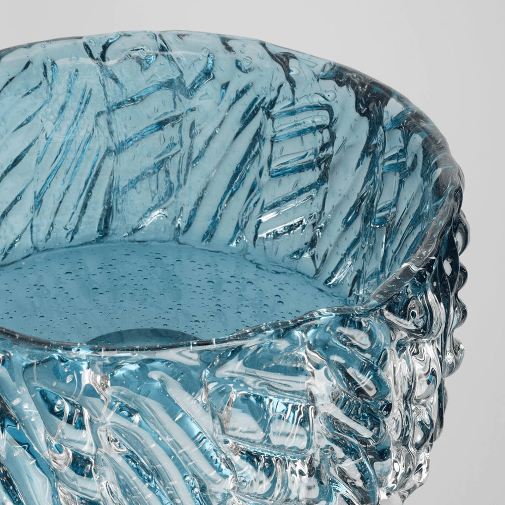 Blue Cast Glass Decorative Bowl