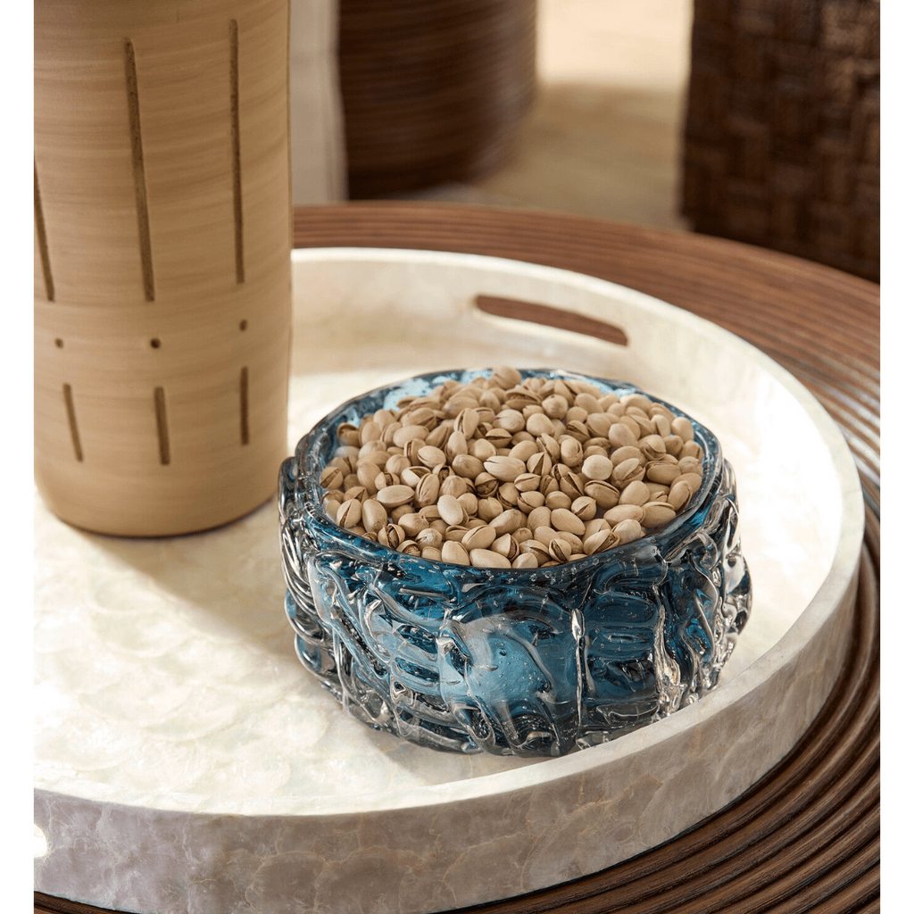 Blue Cast Glass Decorative Bowl