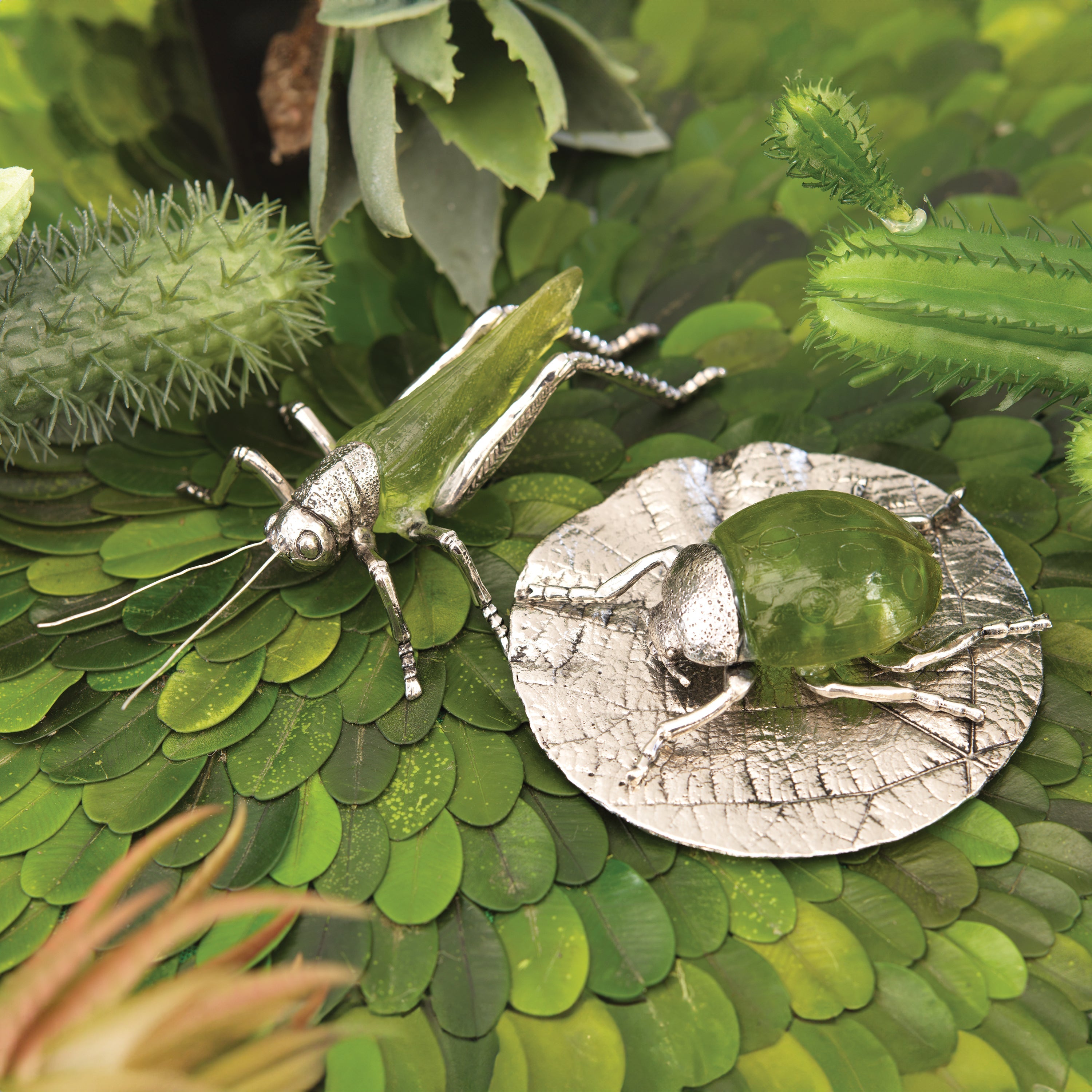 Figurines décoratives Coccinelles Vertes, Lot de 2