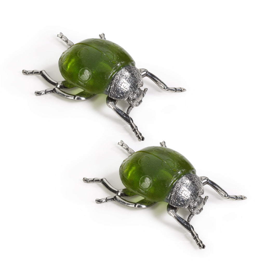 Figurines décoratives Coccinelles Vertes, Lot de 2