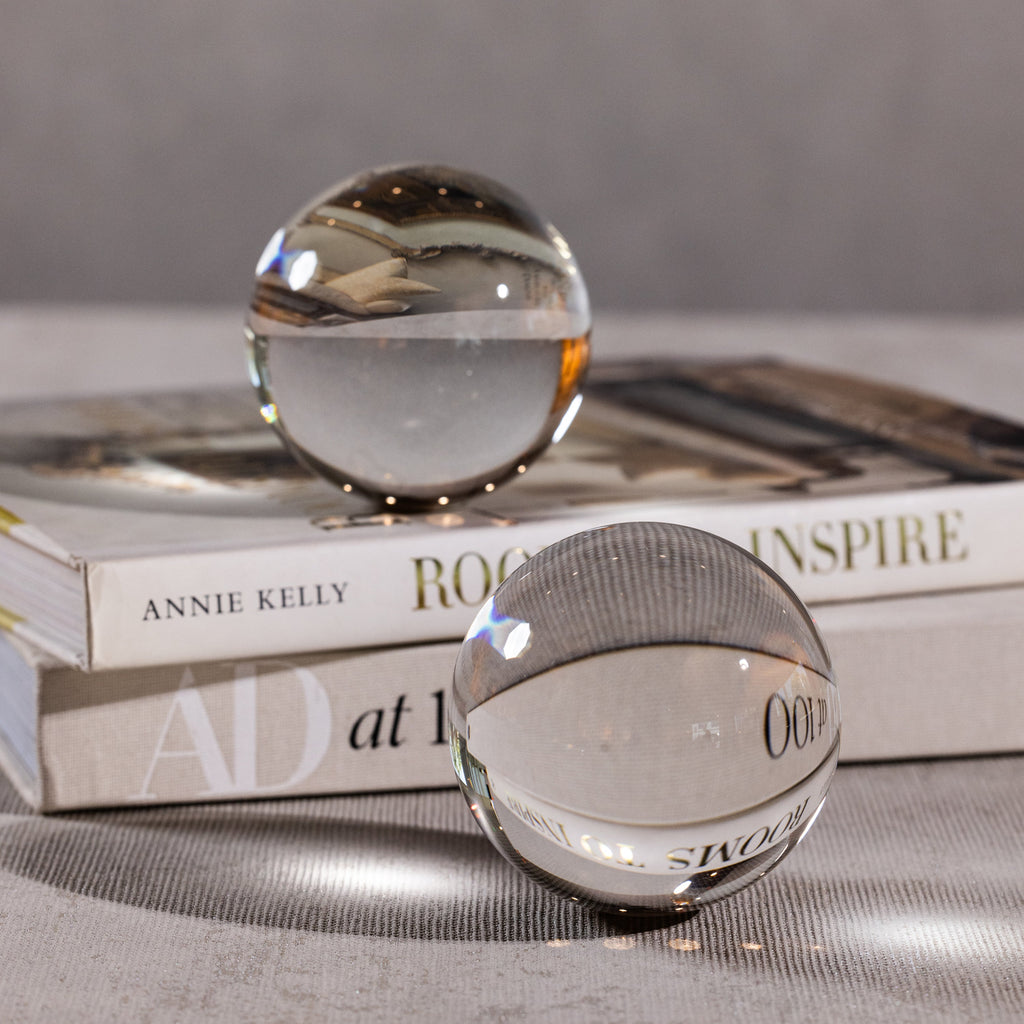 Boules décoratives en verre de cristal, moyennes, juin, lot de 2