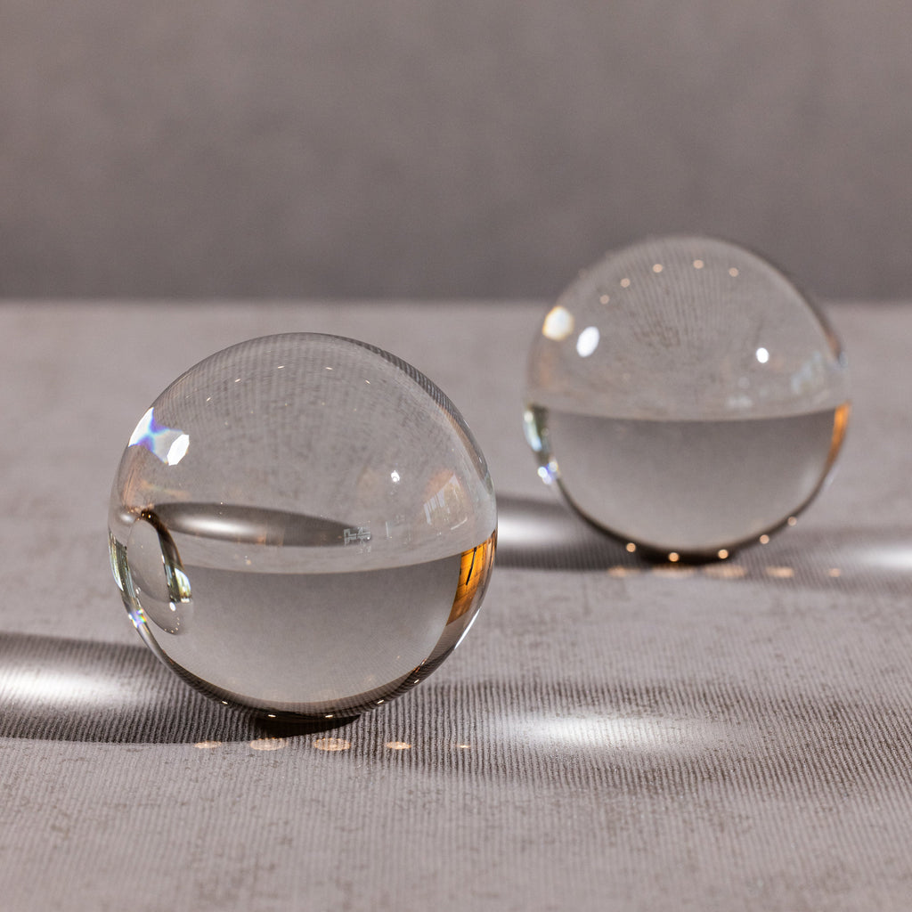 Boules décoratives en verre de cristal June, grandes, lot de 2