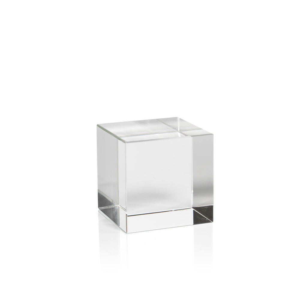 Cube en verre de cristal moyen juin - Lot de 2