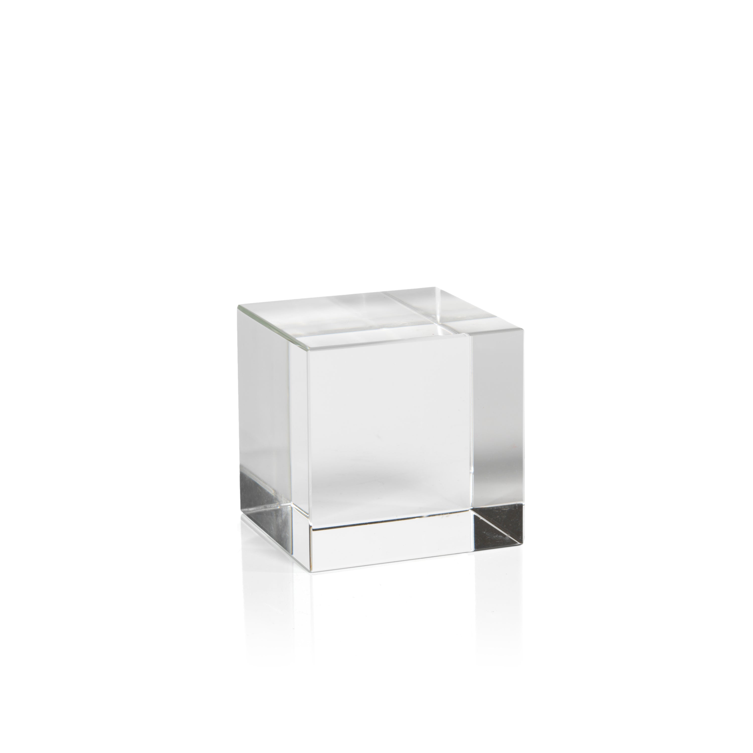 Cube en verre de cristal moyen juin - Lot de 2
