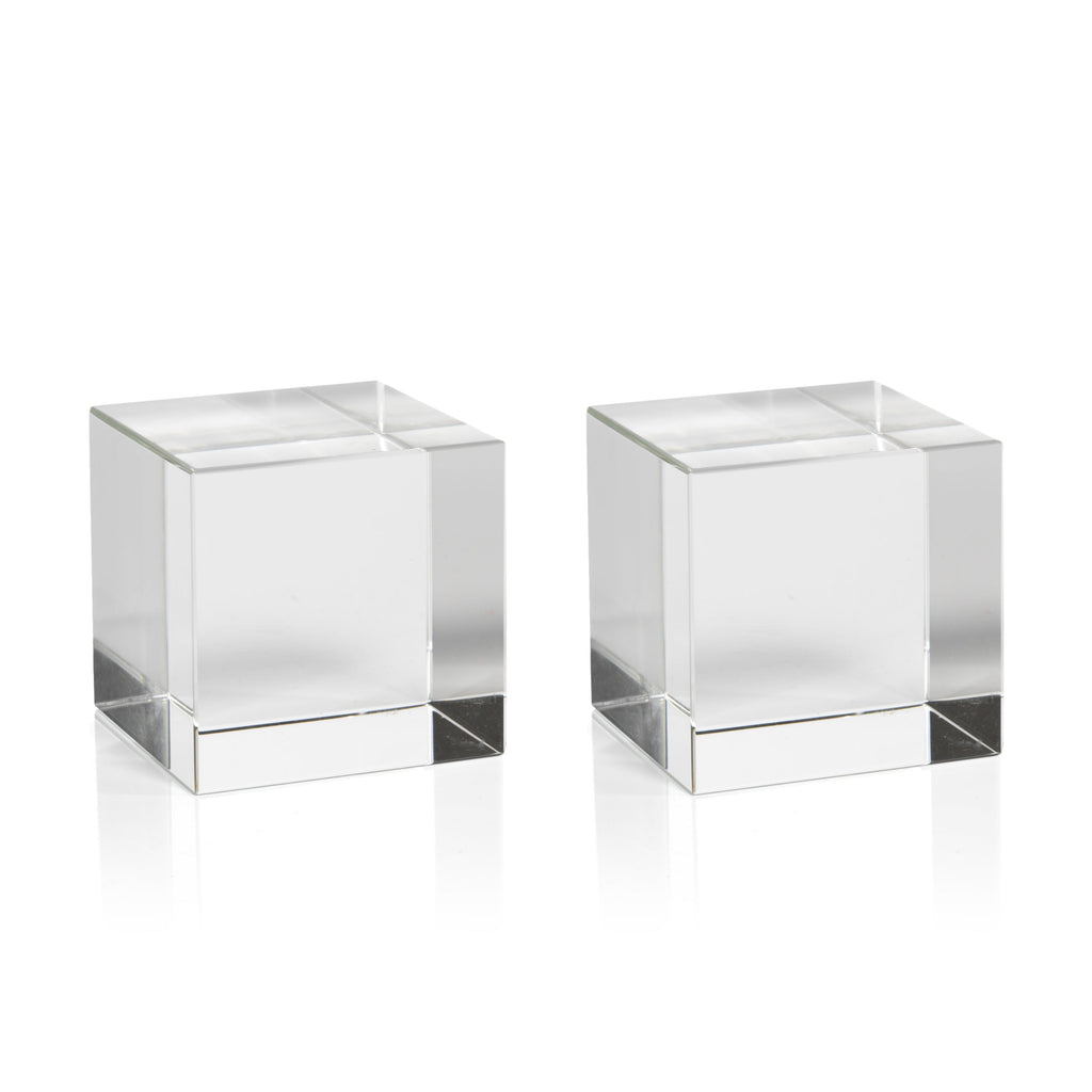 Cube en verre de cristal moyen juin - Lot de 2