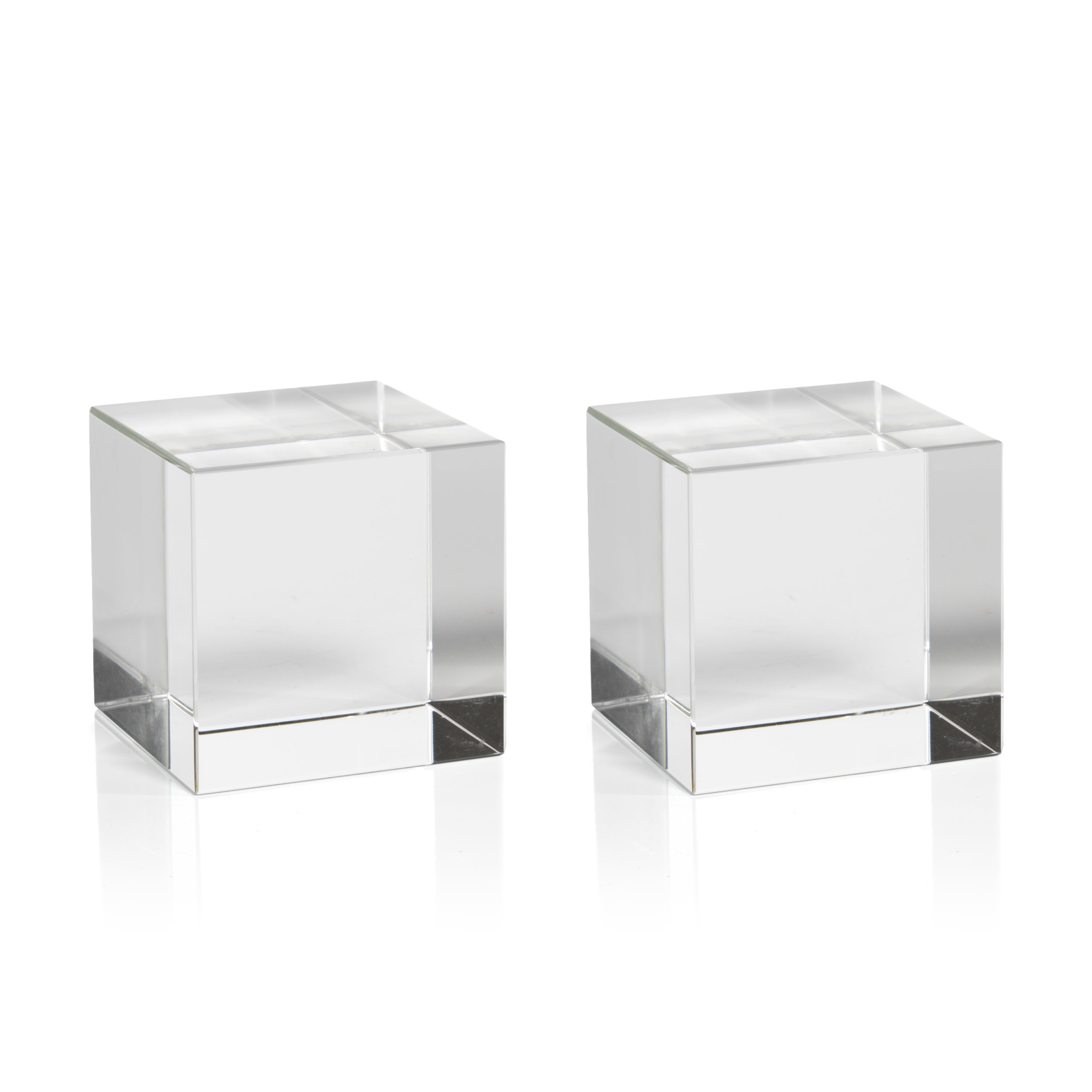 Cube en verre de cristal moyen juin - Lot de 2
