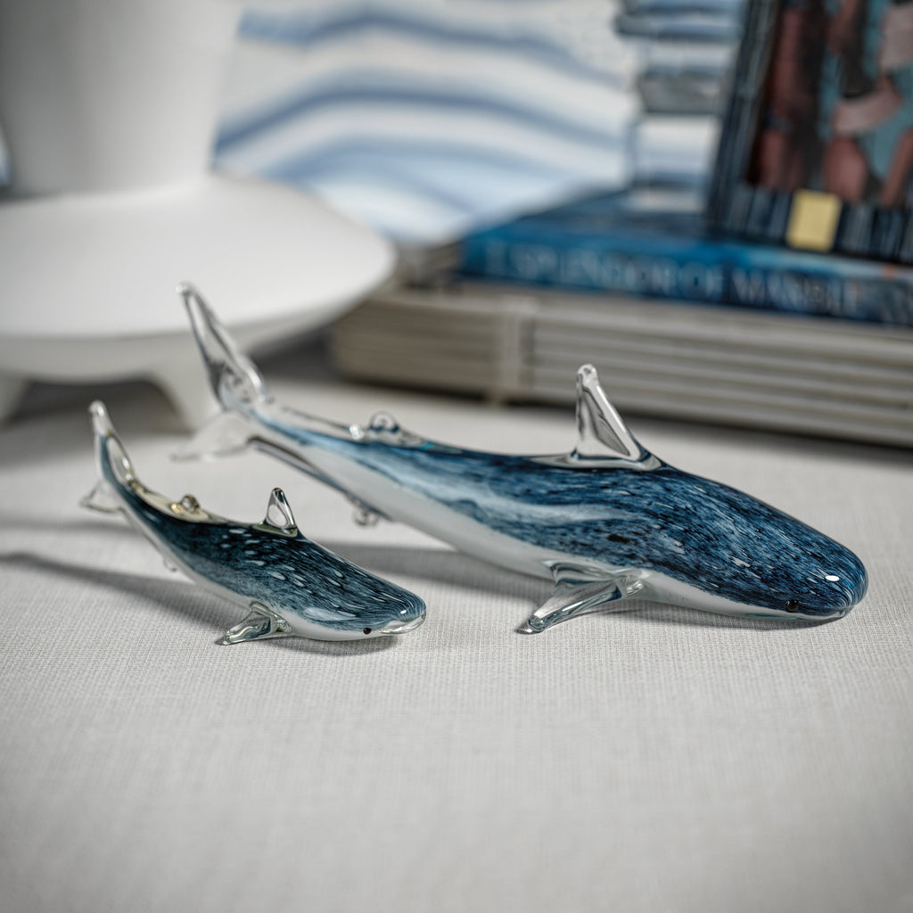 Figurine décorative en verre Requin bleu
