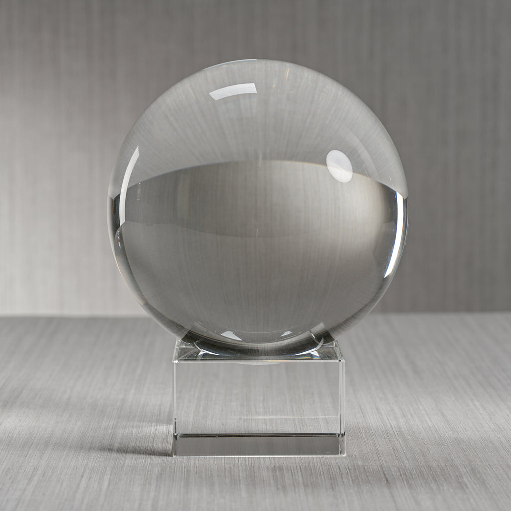 Grande sphère décorative en verre de cristal Sérénité sur socle
