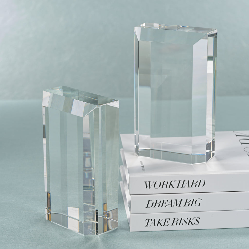 Serre-livres en verre de cristal, lot de 2