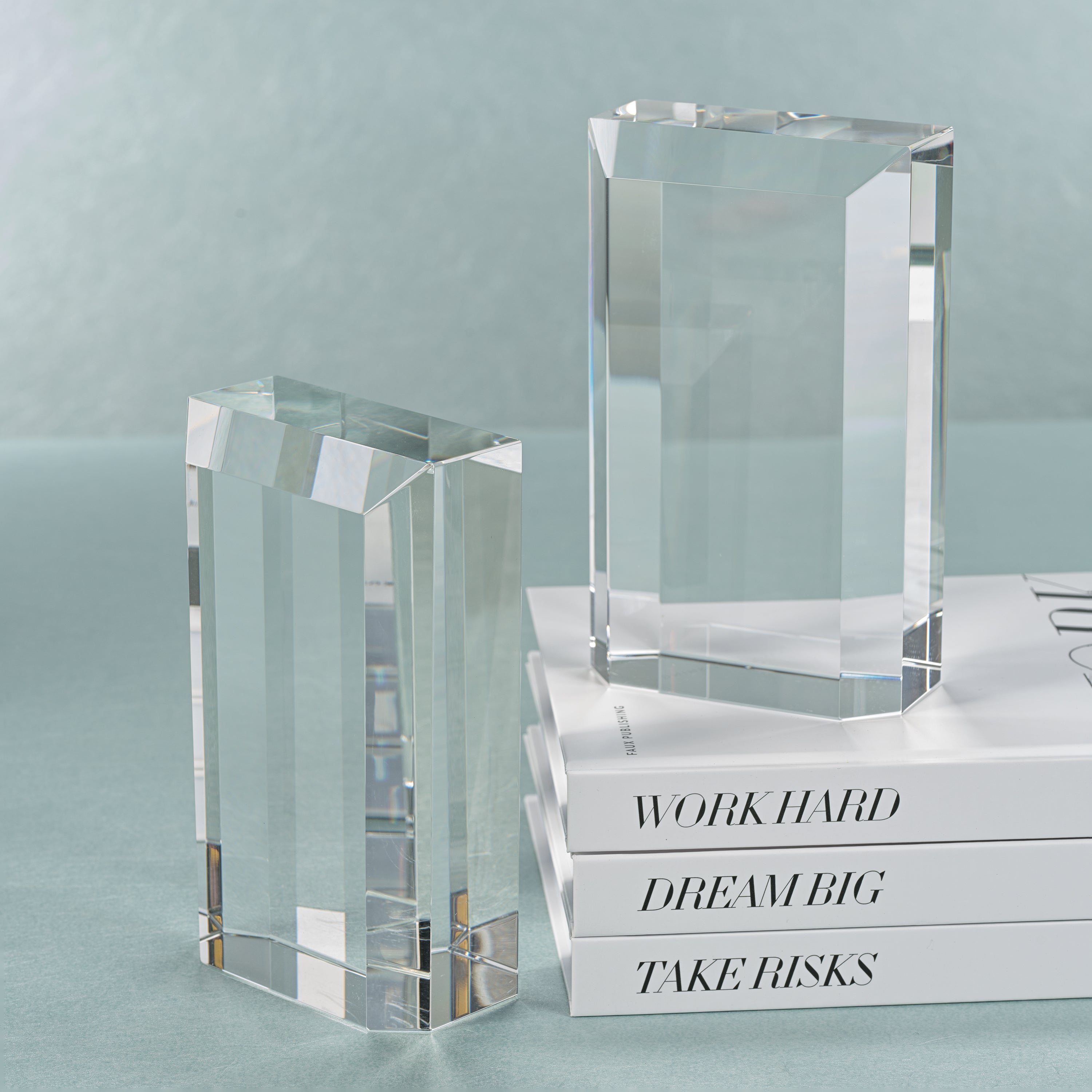 Serre-livres en verre de cristal, lot de 2