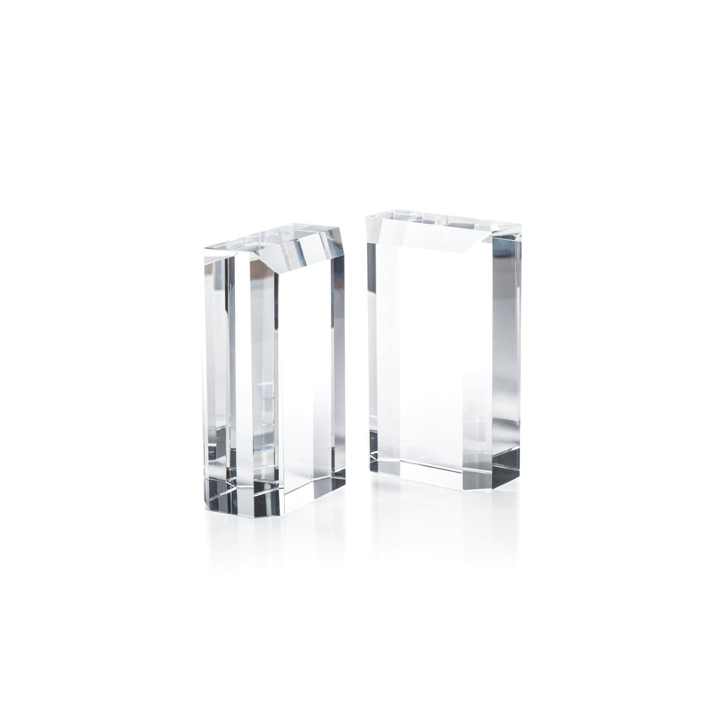 Serre-livres en verre de cristal, lot de 2