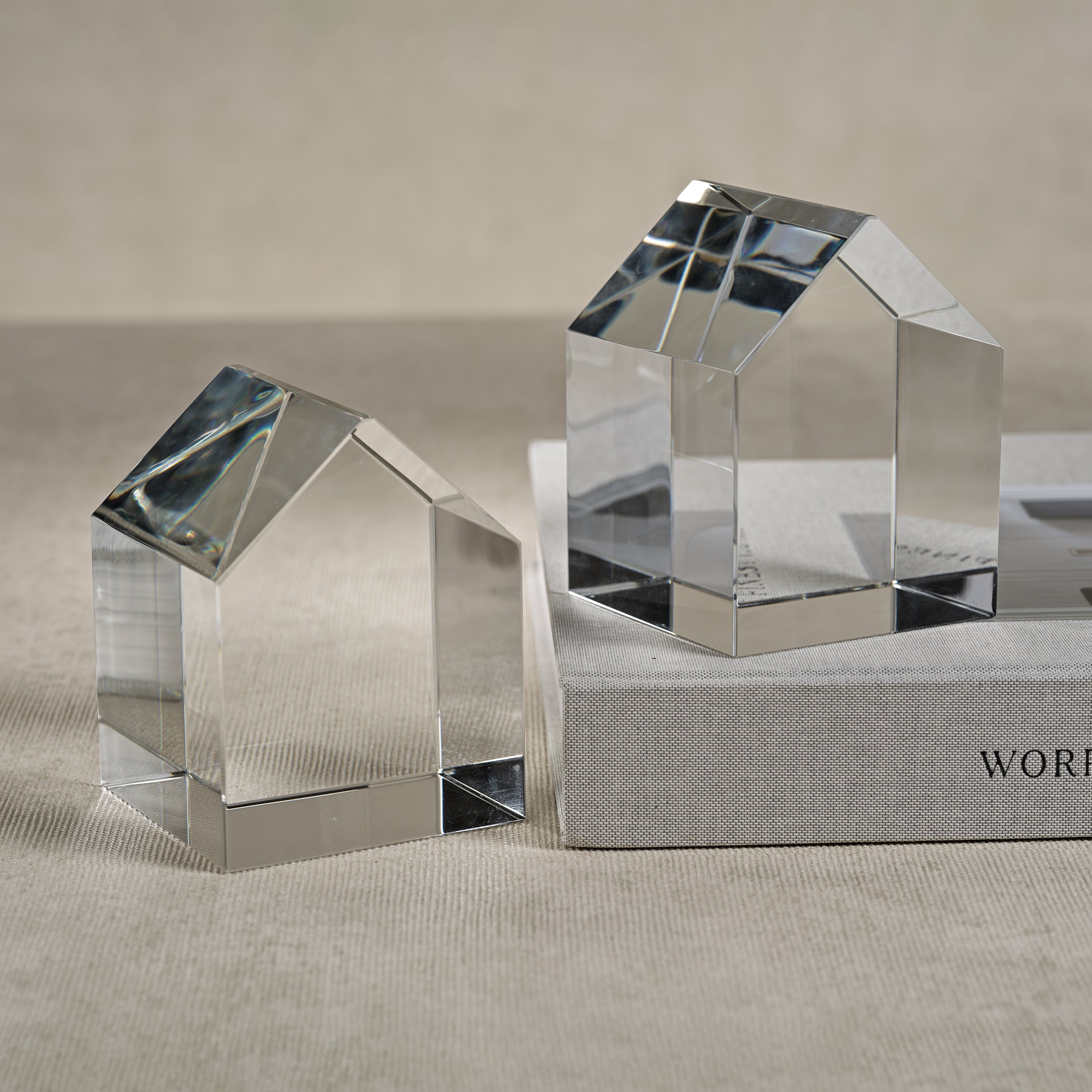 Serre-livres décoratifs en verre de cristal pour la maison, lot de 2