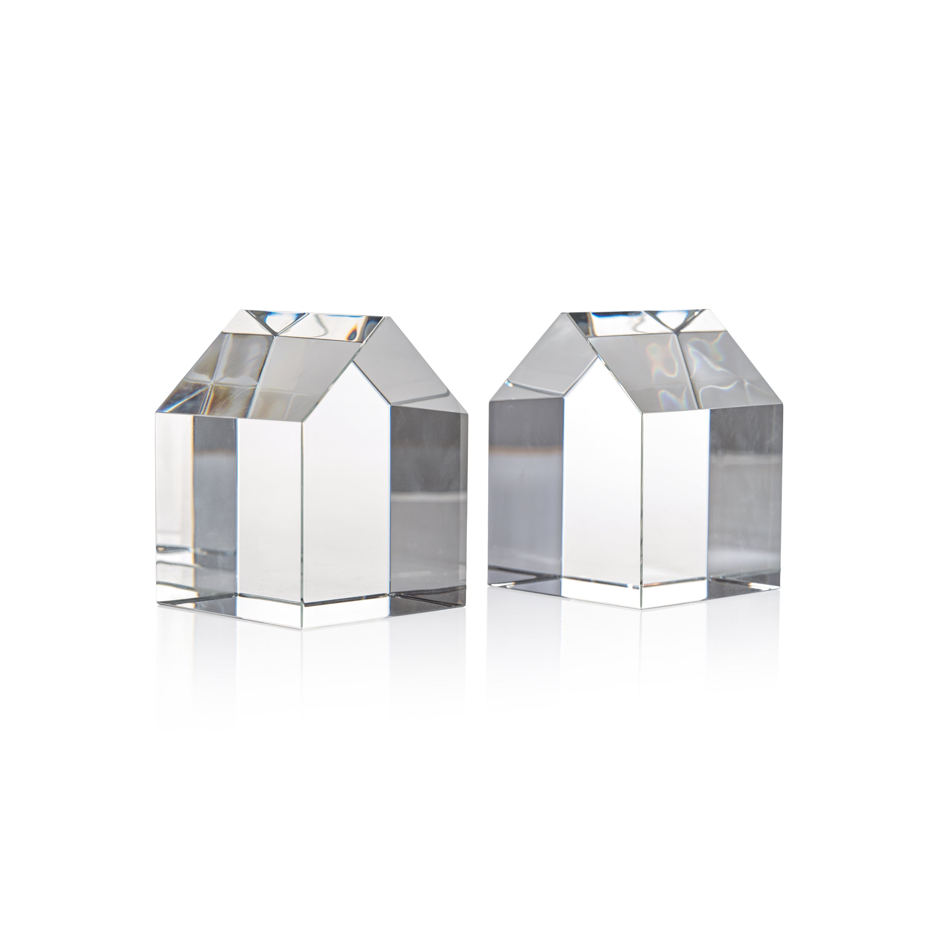 Serre-livres décoratifs en verre de cristal pour la maison, lot de 2