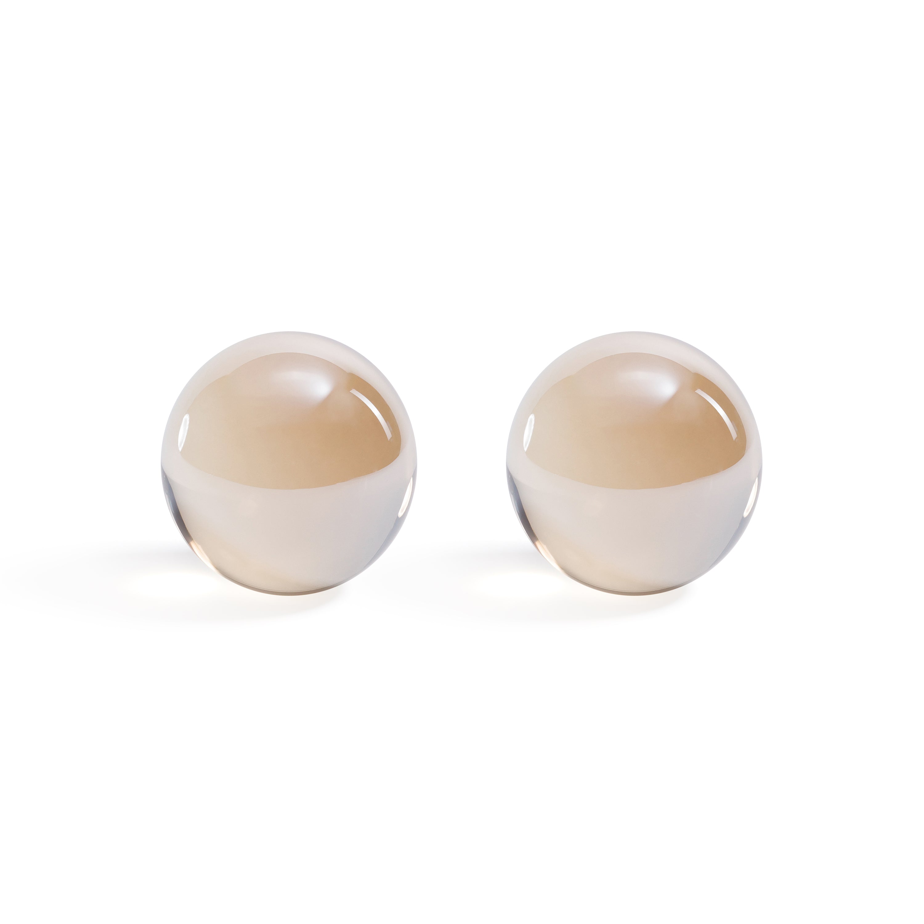Boules décoratives en verre cristal ambré moyen, lot de 2