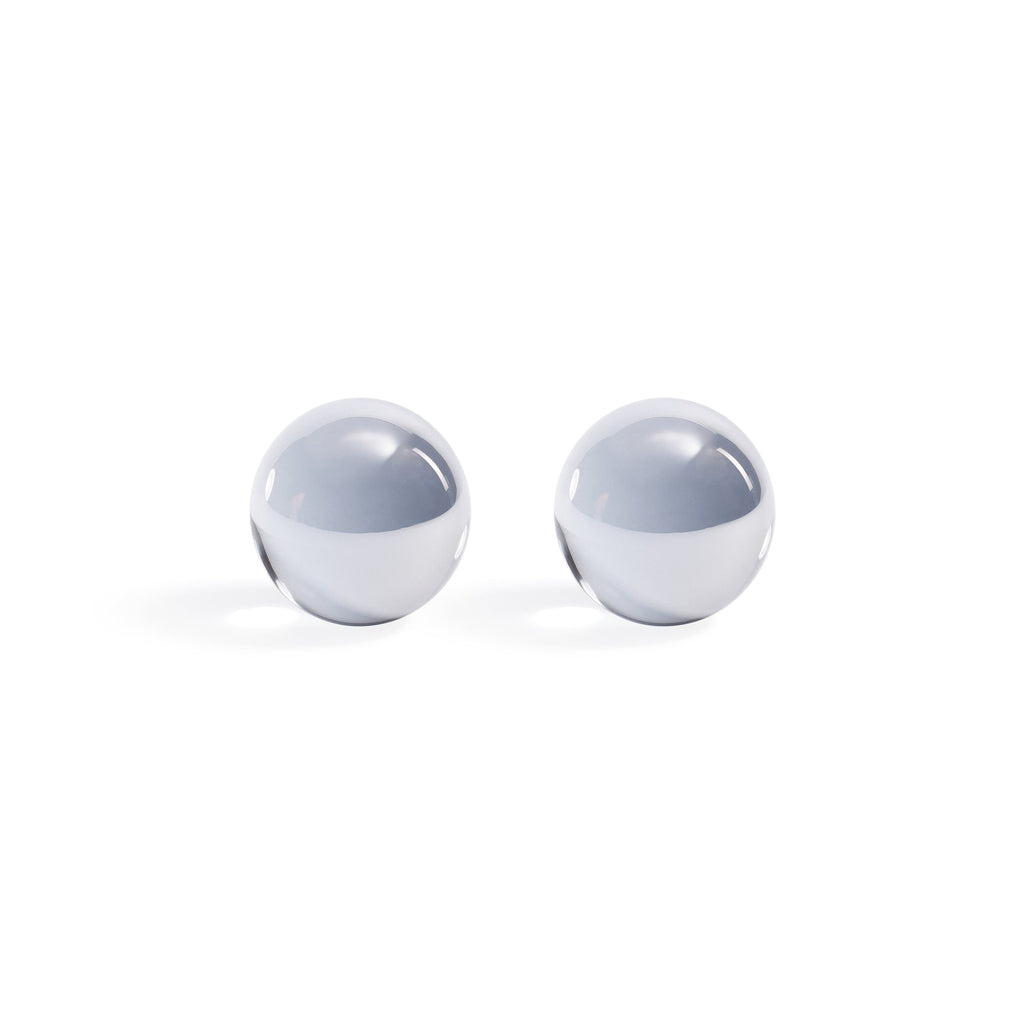 Billes décoratives en verre de cristal gris fumé, petites, lot de 2