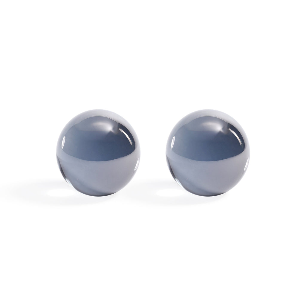 Boules décoratives en verre cristal gris fumé, lot de 2
