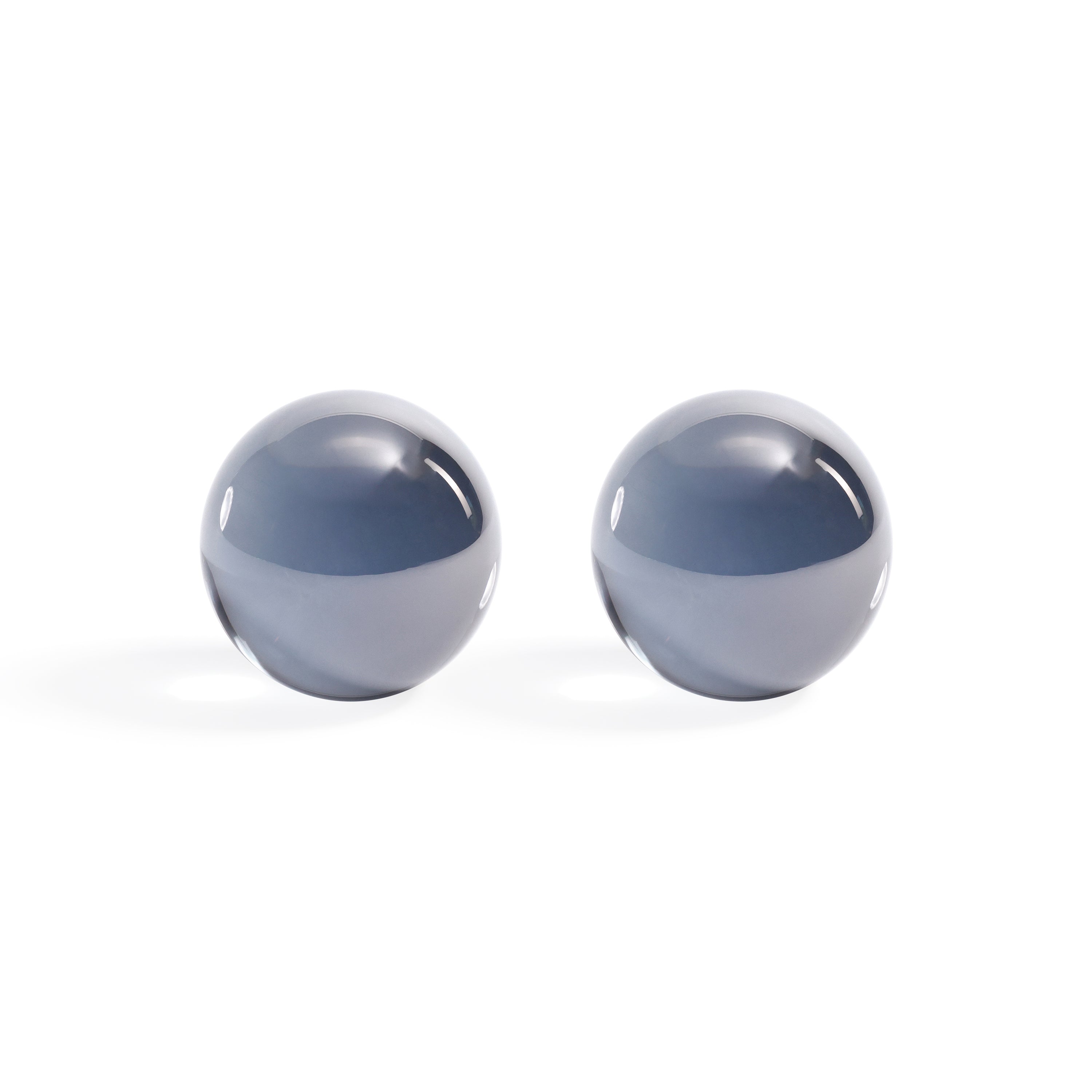 Boules décoratives en verre cristal gris fumé, lot de 2