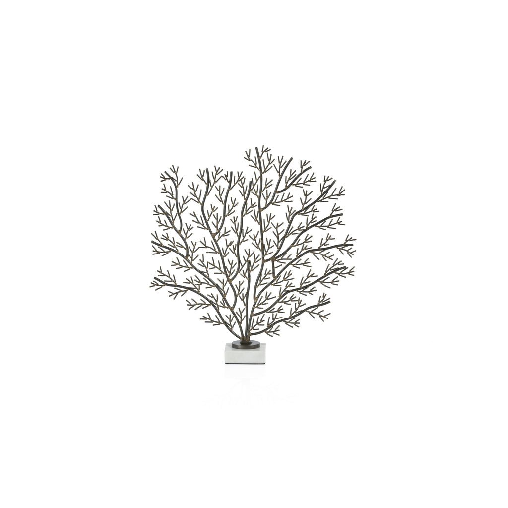 Sculpture en zinc Branche de corail sur base en marbre, petite