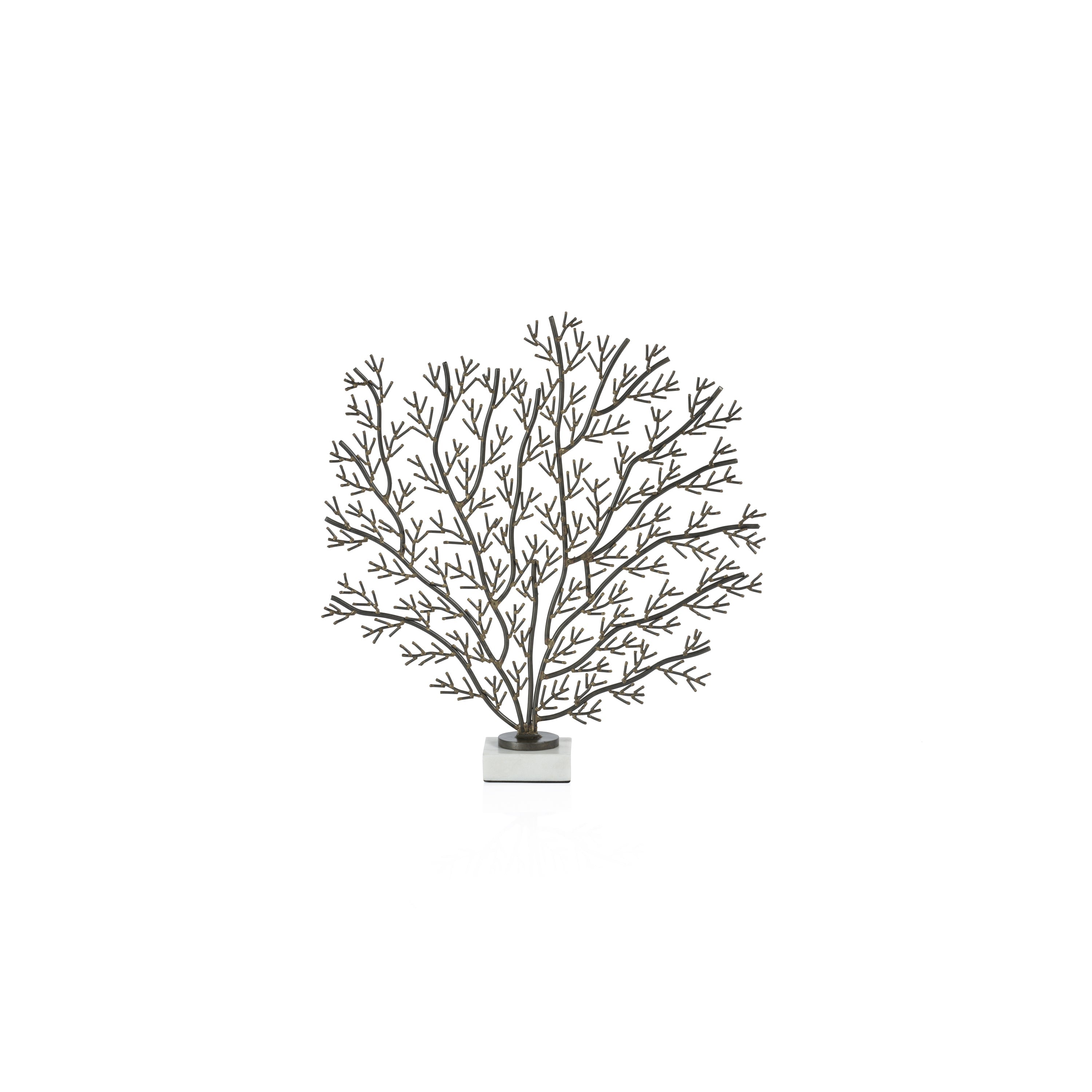 Sculpture en zinc Branche de corail sur base en marbre, petite