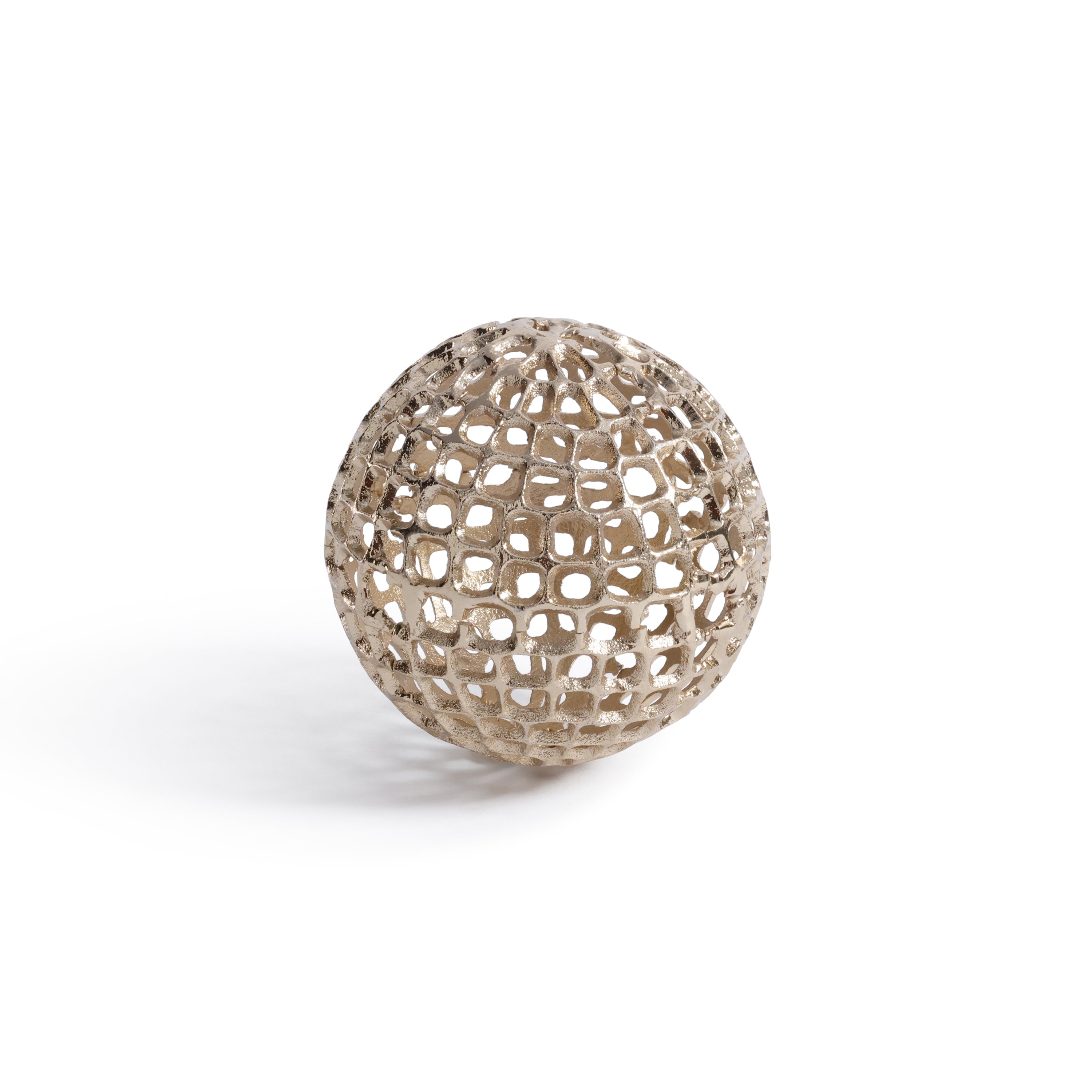Sphère décorative dorée en métal, moyenne