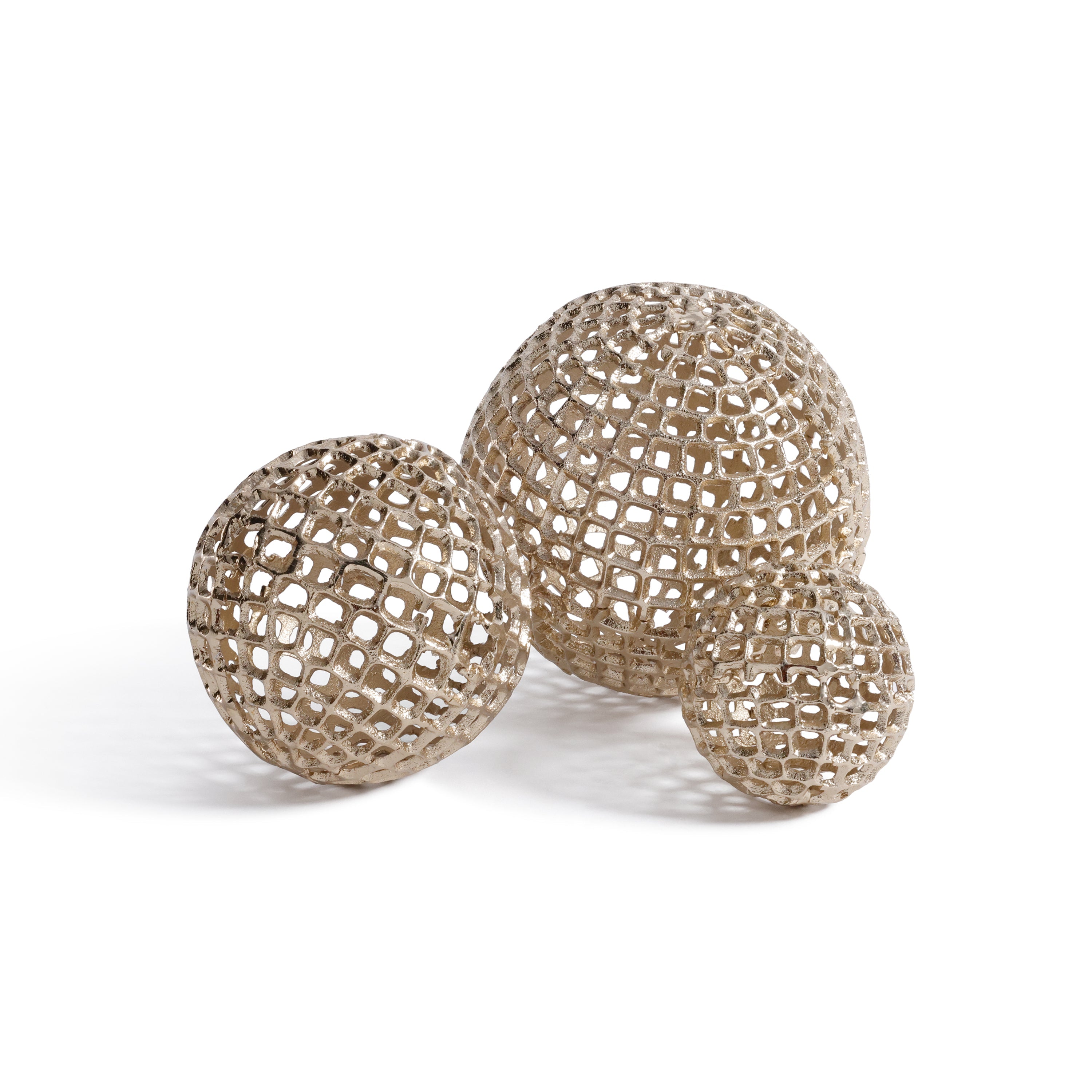 Sphère décorative dorée en métal, moyenne