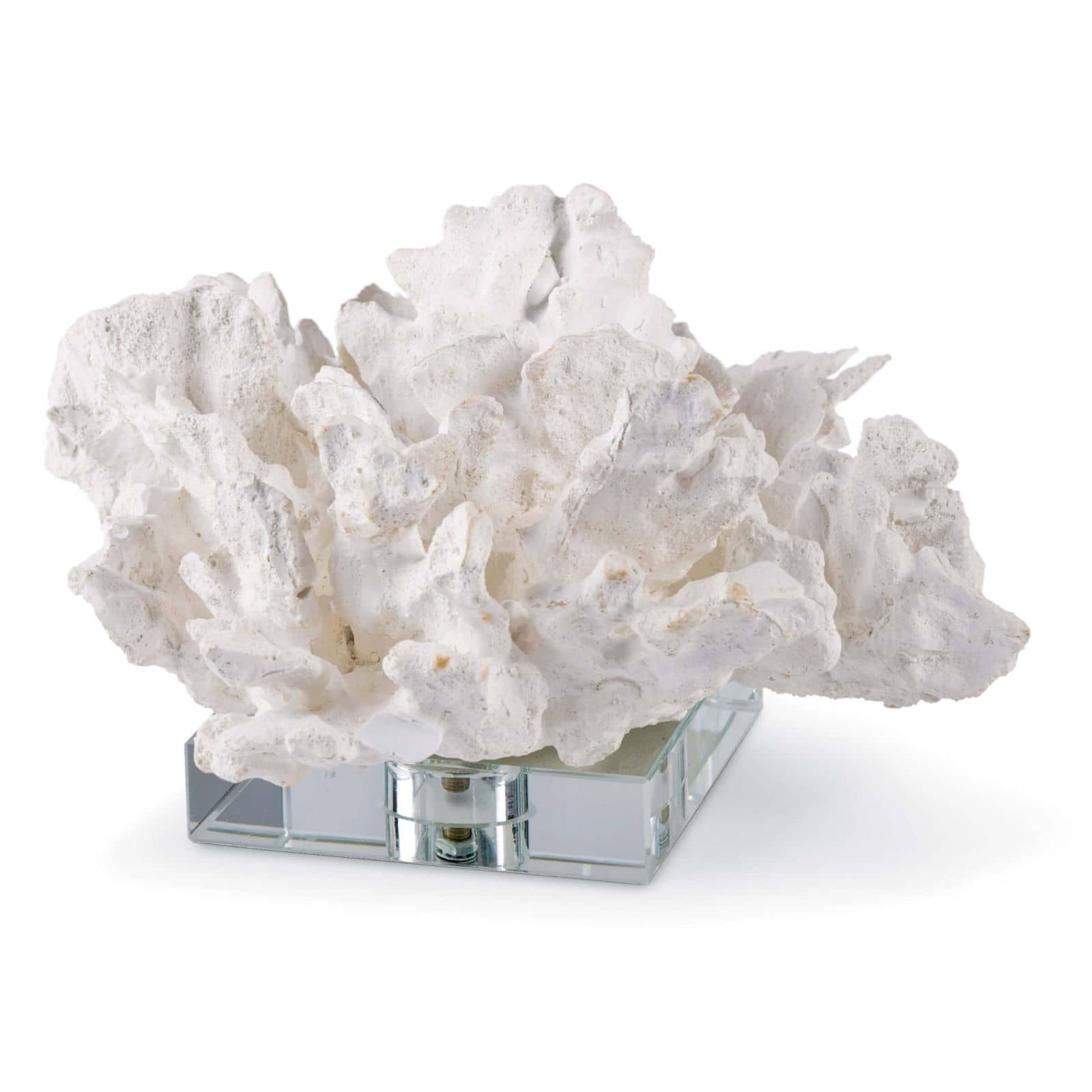 Corail fleur sur socle en cristal blanc