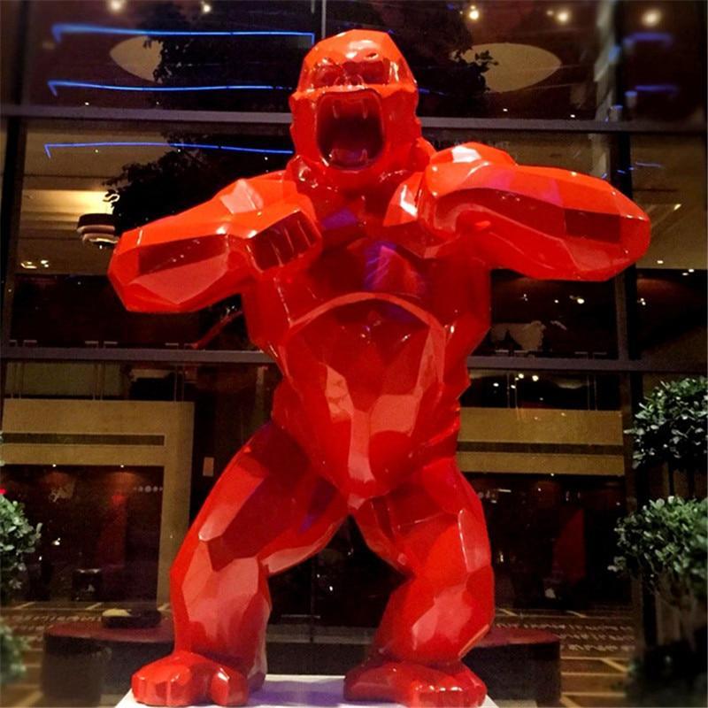 Décoration de salon Big Monkey King Kong, Sculpture de gorille en FRP géométrique moderne, Cadeau d'anniversaire X3635