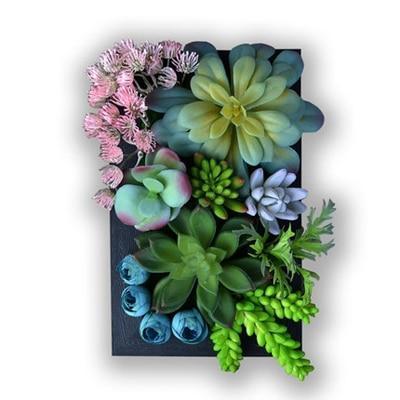 Décoration Murale de Fausses Plantes Artificielles 3D Simulation Succulente Plantes Vertes Fleurs Décoration Murale Maison Intérieur Chambre