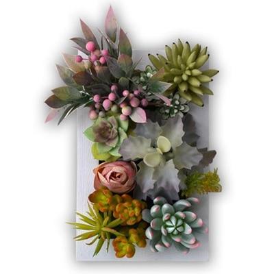 Décoration Murale de Fausses Plantes Artificielles 3D Simulation Succulente Plantes Vertes Fleurs Décoration Murale Maison Intérieur Chambre