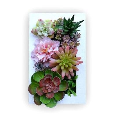 Décoration Murale de Fausses Plantes Artificielles 3D Simulation Succulente Plantes Vertes Fleurs Décoration Murale Maison Intérieur Chambre