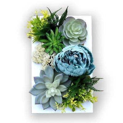 Décoration Murale de Fausses Plantes Artificielles 3D Simulation Succulente Plantes Vertes Fleurs Décoration Murale Maison Intérieur Chambre