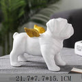 Statue Bouledogue Français Animaux Ailes Dorées Sculpture d'Art Chien Noir Céramique Artisanat Décoration Maison Nordique Moderne Ornement R4312