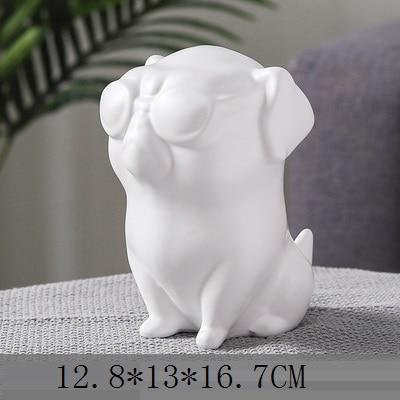 Statue Bouledogue Français Animaux Ailes Dorées Sculpture d'Art Chien Noir Céramique Artisanat Décoration Maison Nordique Moderne Ornement R4312