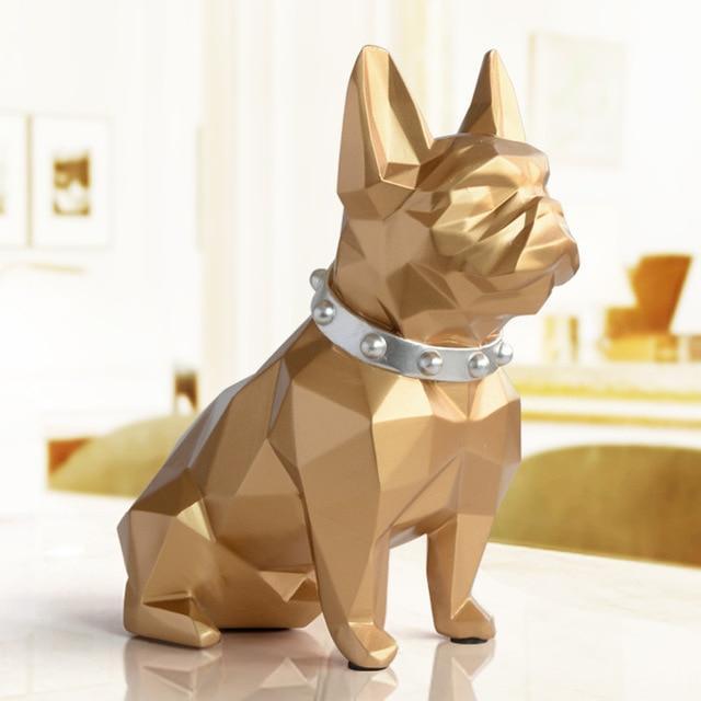 Tirelire Statue Bouledogue Français Géométrie Style Européen Résine Boîte de Rangement Pièces Décoration Maison Créative Cadeau Enfant Tirelire WX3