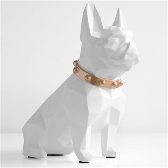 Tirelire Statue Bouledogue Français Géométrie Style Européen Résine Boîte de Rangement Pièces Décoration Maison Créative Cadeau Enfant Tirelire WX3