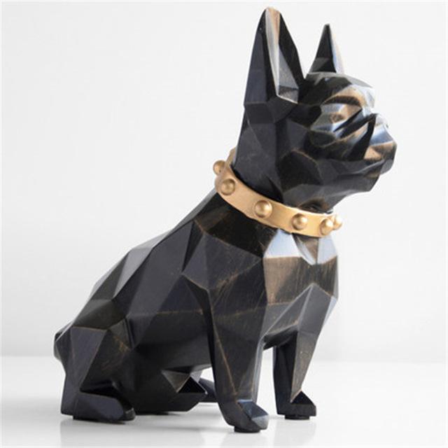 Tirelire Statue Bouledogue Français Géométrie Style Européen Résine Boîte de Rangement Pièces Décoration Maison Créative Cadeau Enfant Tirelire WX3