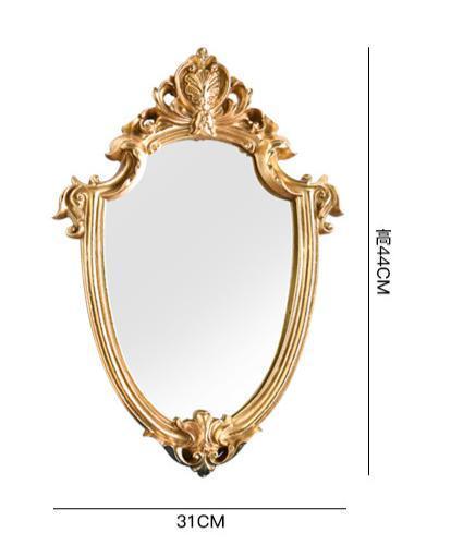 Miroir de Maquillage Doré en Relief Rétro Nordique Vieilli Miroir de Luxe Léger pour la Maison Miroir de Salle de Bain