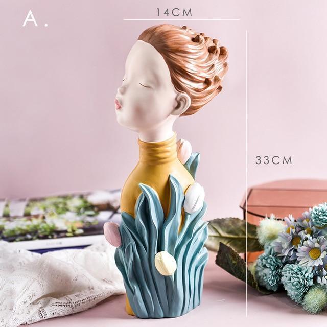 Nouvelles décorations d'intérieur nordiques Arrial, statues de personnes, figurines en résine, sculpture de femme fleur, artisanat de décoration de salon