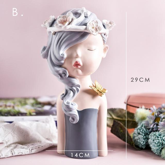 Nouvelles décorations d'intérieur nordiques Arrial, statues de personnes, figurines en résine, sculpture de femme fleur, artisanat de décoration de salon