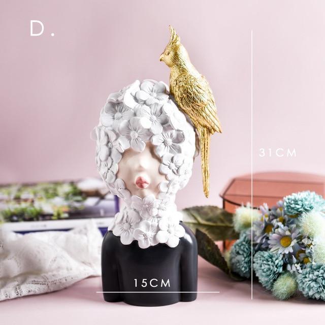 Nouvelles décorations d'intérieur nordiques Arrial, statues de personnes, figurines en résine, sculpture de femme fleur, artisanat de décoration de salon