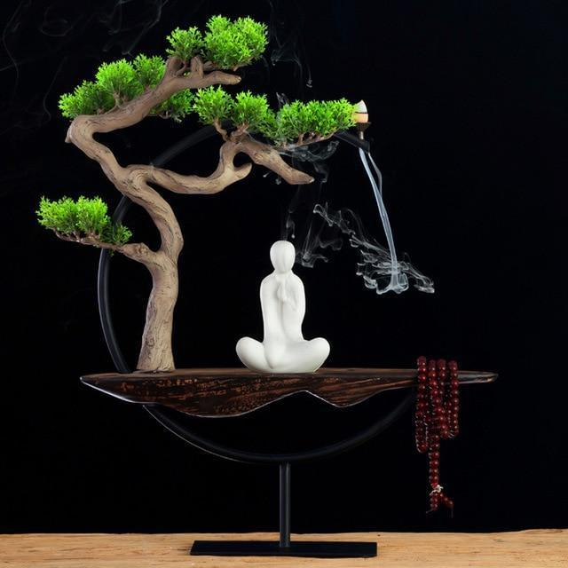 Ornements de décoration d'intérieur zen chinois Artisanat parfumé Pin brumeux créatif - Statue de Bouddha Sculpture Décorations de salon