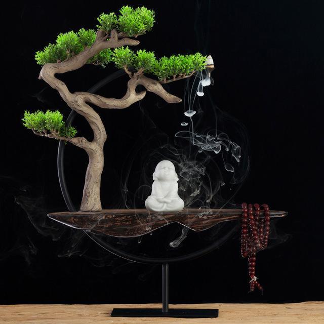 Ornements de décoration d'intérieur zen chinois Artisanat parfumé Pin brumeux créatif - Statue de Bouddha Sculpture Décorations de salon