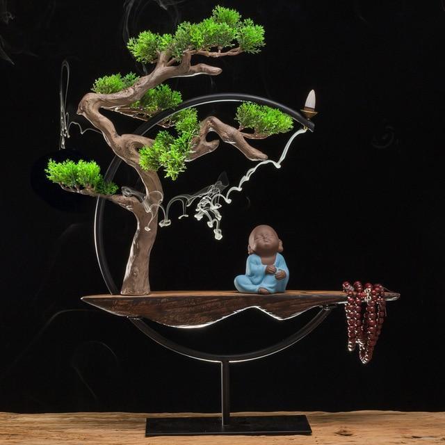 Ornements de décoration d'intérieur zen chinois Artisanat parfumé Pin brumeux créatif - Statue de Bouddha Sculpture Décorations de salon