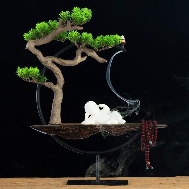 Ornements de décoration d'intérieur zen chinois Artisanat parfumé Pin brumeux créatif - Statue de Bouddha Sculpture Décorations de salon