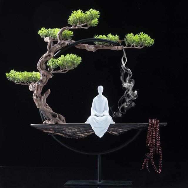 Ornements de décoration d'intérieur zen chinois Artisanat parfumé Pin brumeux créatif - Statue de Bouddha Sculpture Décorations de salon