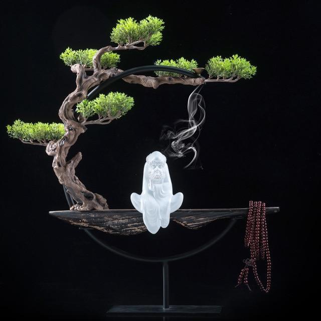 Ornements de décoration d'intérieur zen chinois Artisanat parfumé Pin brumeux créatif - Statue de Bouddha Sculpture Décorations de salon